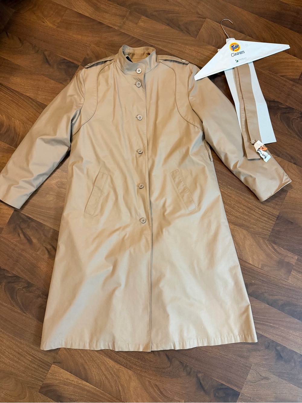London Fog Women's Tan Trench Coat with Removable Belt
